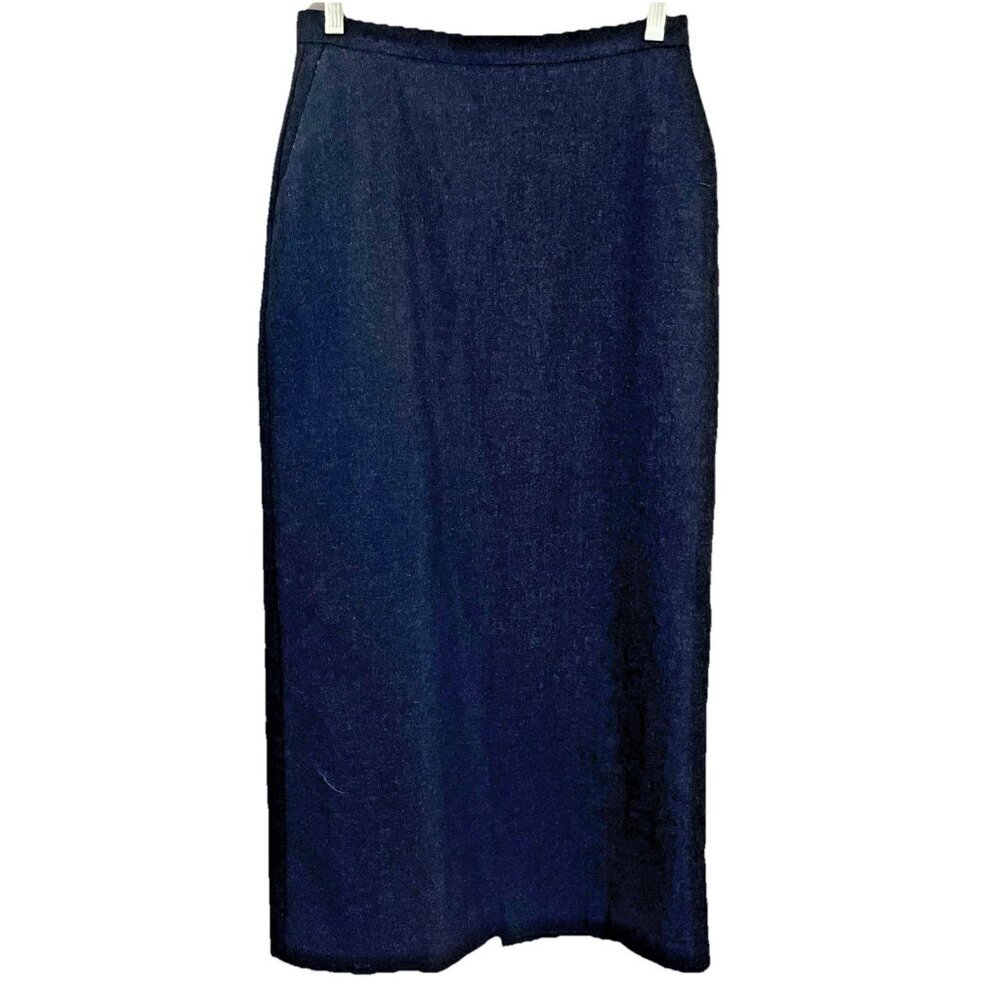Vintage 90s Wool Blend Maxi Skirt Size 4 Charcoal Gray Italy Modest Minimalist